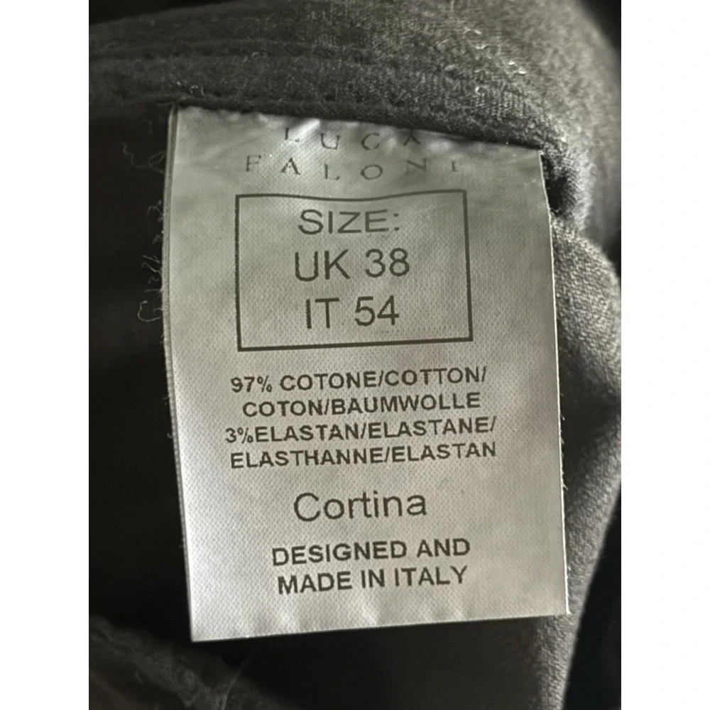 Luca Faloni Cortina Chino Pants UK 38 IT 54 Black Cotton Made In Italy